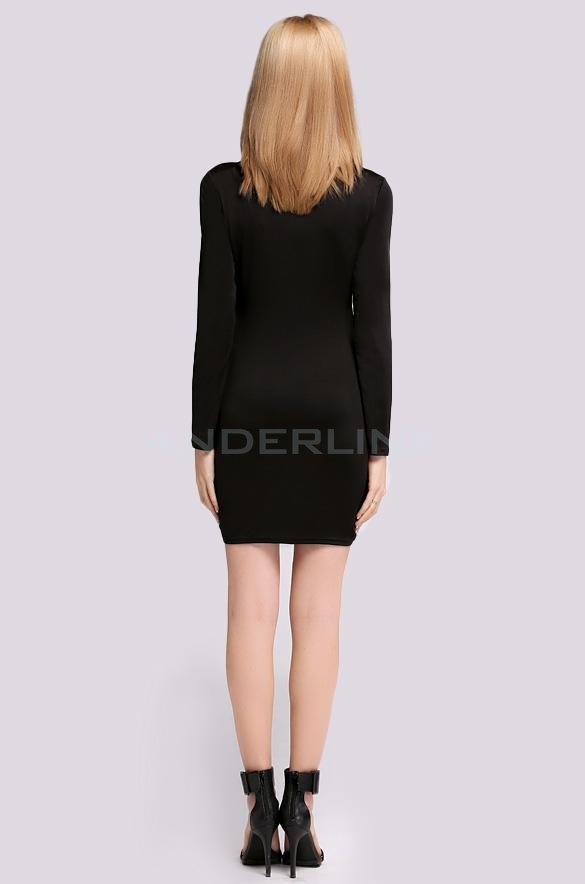 New Fashion Stylish Lady Women's Party Clubwear Pierced Long Sleeve O-neck Dress