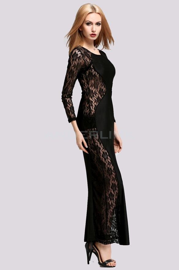 unknown New Fashion Lady Women's Long Sleeve O-neck Party Cocktail Prom Ball Gown Sexy Long Dress