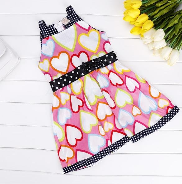 unknown Baby Kids Children Girl's Wear Cute Sleeveless Heart Shape Pattern Dress
