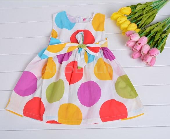 unknown Baby Girl Kids Children's Wear Sleeveless Zipper Big Dots Printed Dress