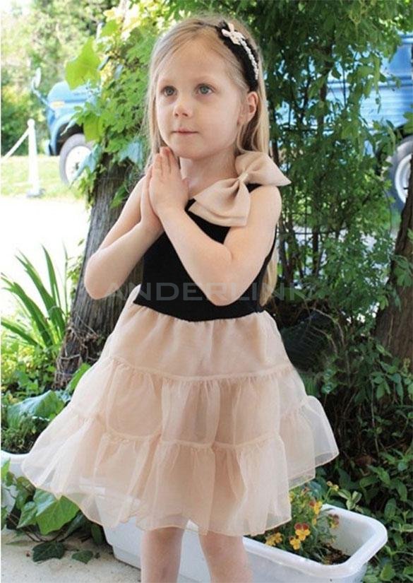 unknown Baby Kids Girls Children's Wear Sleeveless Bowknot Casual Fancy Dress