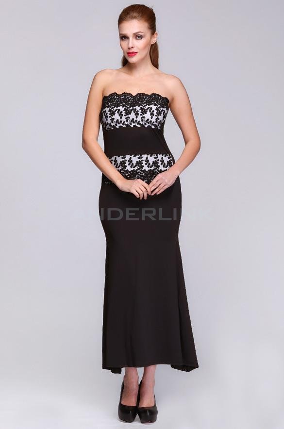 unknown Stylish Lady's Strapless Floral Formal Cocktail Party Evening Prom Long Full Dress