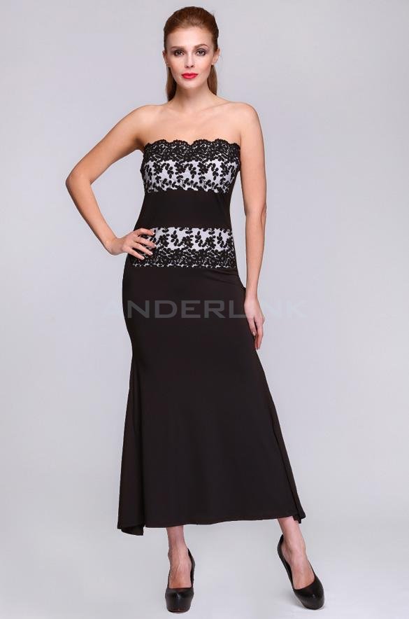 unknown Stylish Lady's Strapless Floral Formal Cocktail Party Evening Prom Long Full Dress