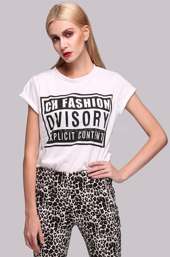 unknown Stylish New Women Personality Short Sleeve Letter Print All-match O-Neck Tops T-shirt