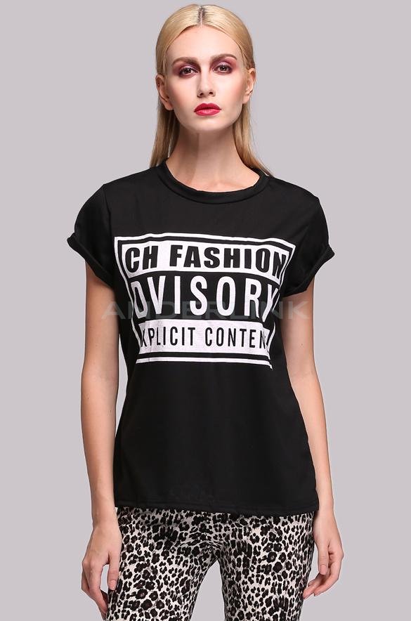 unknown Stylish New Women Personality Short Sleeve Letter Print All-match O-Neck Tops T-shirt
