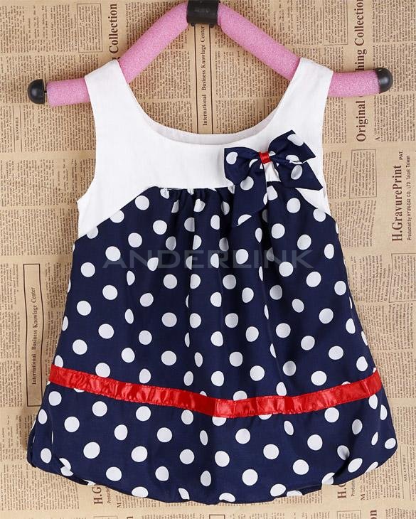 unknown Baby Kids Children's Girls' Stylish Sleeveless Costumes Round Dot Cute Dress