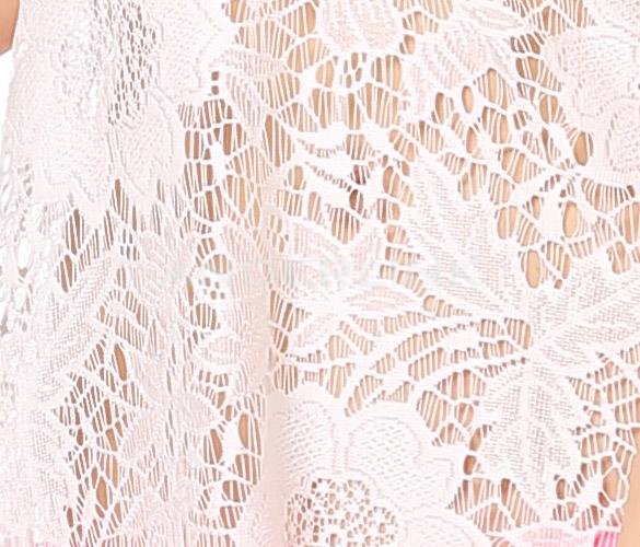 Fashion Lady Sexy Women's Lace Floral Strap V-neck Beach Straight Dress Cover-ups White