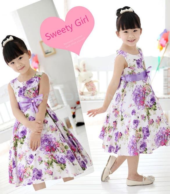 unknown New Fashion Baby Girl Kids Children's O-neck Sleeveless Summer Dress