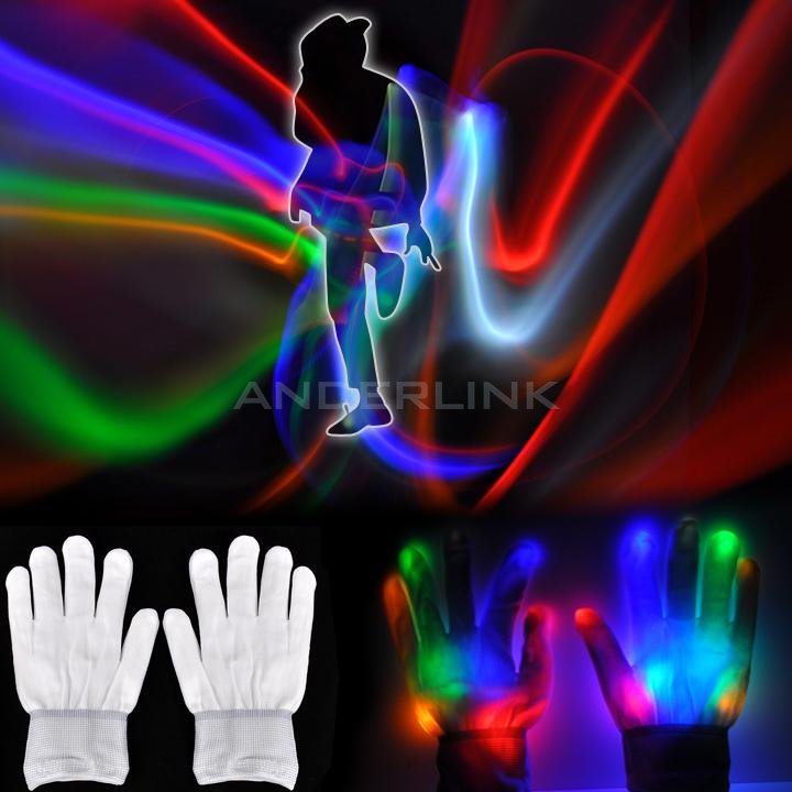 unknown Magic Mitts LED Optical Fiber Gloves Multicolor Raver Party Dance Flashing Gloves White